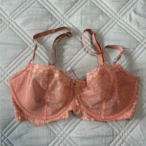 34DD/E75 Victoria's Secret Sheer Lace Bra in Peach